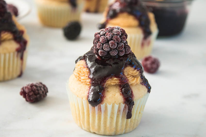 peanut butter and blackberry jam cupcakes